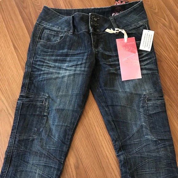 👑 NEW ALMOST FAMOUS DARK ANKLE ZIP JEANS SIZE 7 - Picture 5 of 5